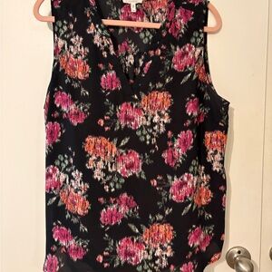 Maurices Floral Sleeveless Blouse - Black and Pink